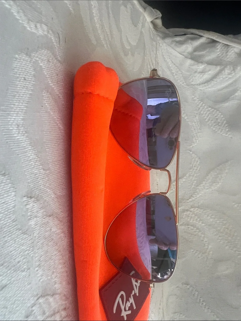 Ray-Ban Kid’s Gold Frame Sunglasses with Purple Mirrored Lenses